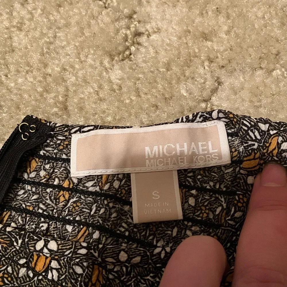 Michael Kors Black and Gold Floral Blouse